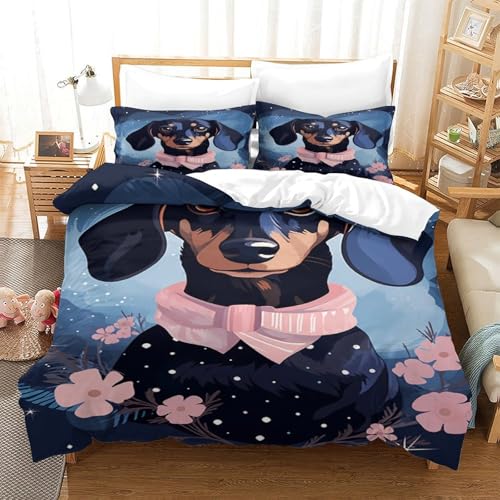 Housse de couette teckel 200x200 cm en microfibre pour lit double ado - 3