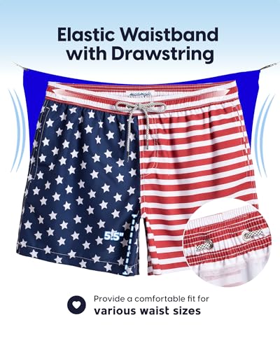 Image of maamgic Mens Swim Trunks 5 Inch with Mesh Lining, Quick Dry Mens Bathing Suit, Swim Shorts for Swimming and Beach