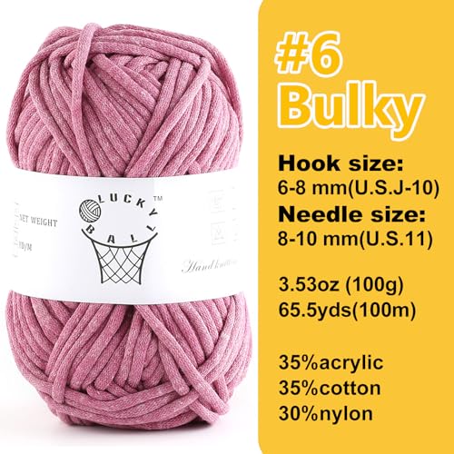Image of 100g Yarn for Crocheting and Knitting,66yds /60m Cotton Yarn for Beginners,Cotton-Nylon Acrylic Blend Yarn for Beginners Crochet Kit Making(Purple)