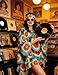 Drofe 70s Outfits for Women,Hippie Clothes for Women Accessories Set,Tie Dye Poncho,Flower Crowns,Sunglasses
