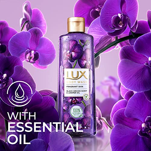 Image of LUX Shower Gel, Black Orchid Fragrance & Juniper Oil Bodywash, With Glycerine For Soft Skin, Long Lasting Fragrance, Paraben Free, 245 ml (Pack of 3)