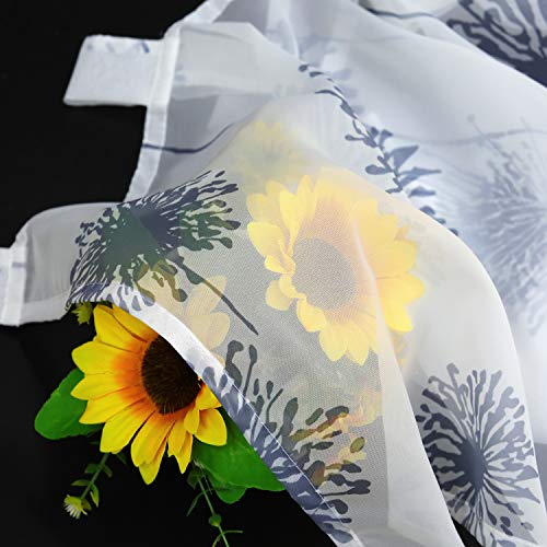 Heichkell Voile Net Curtain with Loops "Dandelion" Transparent Short Curtains with Digital Print Bistro Curtain Kitchen W x H 120 x 45 cm - Image 2