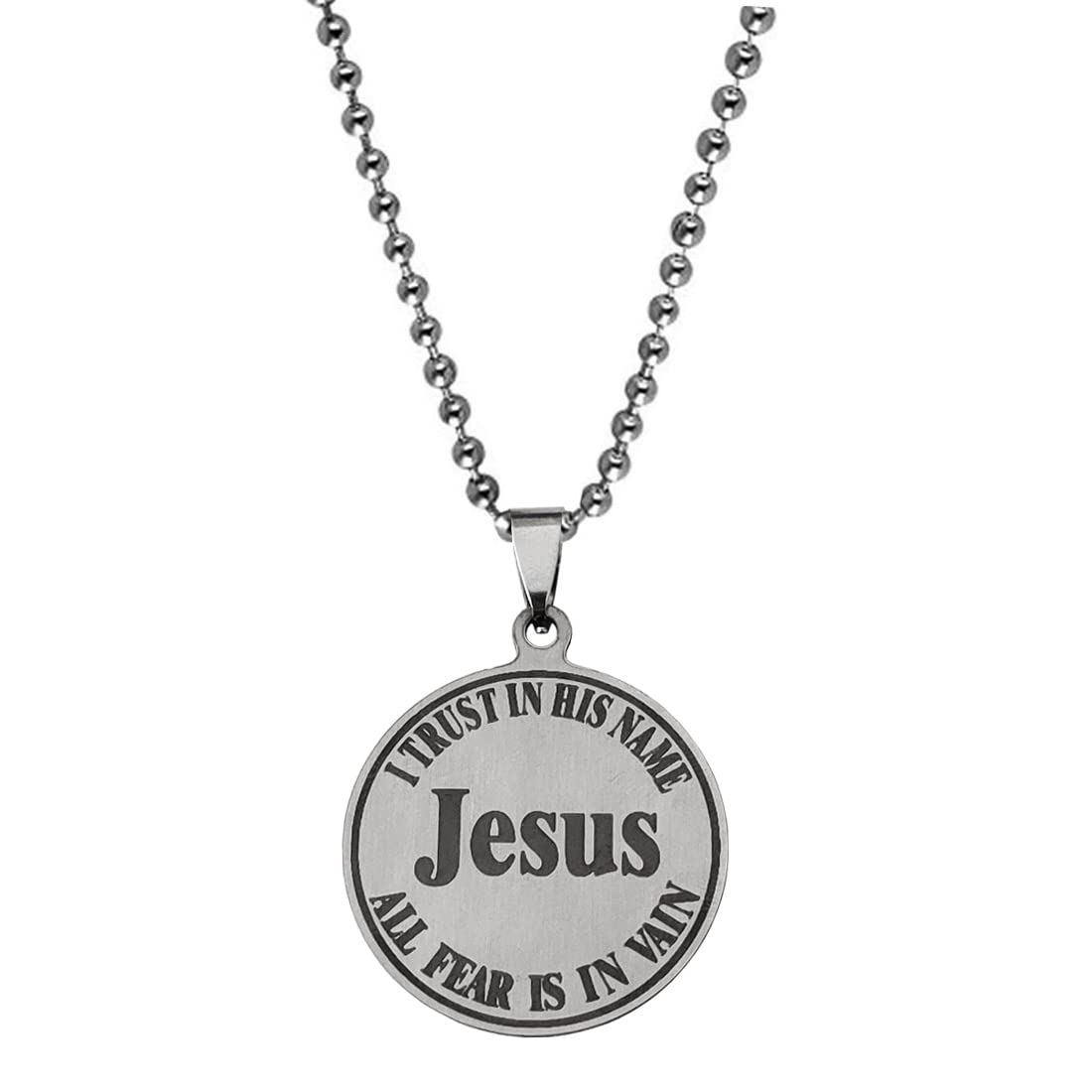 M Men Style Religious Lord Jesus Christ Christain Cross Black And Silver Stainless Steel Pendant Necklace Chain For Men And Women LSPn22010