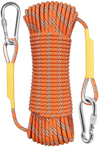 X XBEN Outdoor Climbing Rope 10M (32ft) Rock Climbing Rope, Escape Rope Climbing Equipment Fire Rescue Parachute Rope (32 Foot) - Orange
