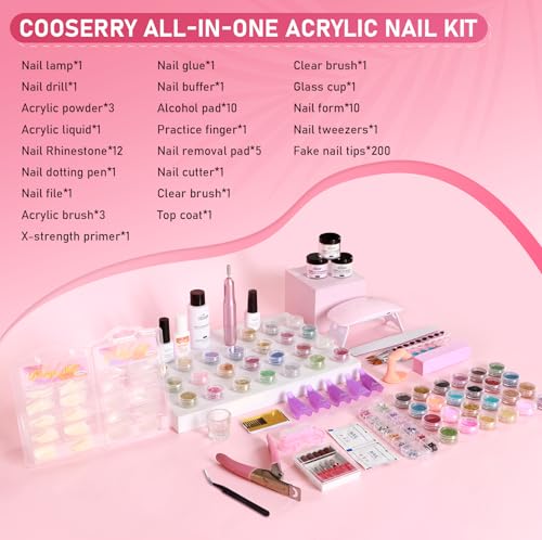 Cooserry Acrylic Nail Kit For Beginners: Acrylic Nail Sets With Drill And U V Light Nail Kits Set Professional Acrylic With Everything thumb #1