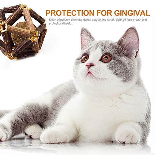 Brinquedos para bolas de gato,Catnip Ball Toys Natural Silvervine Sticks Catnip Chew Toys Rodada Gir