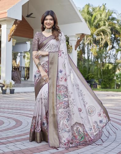 Image of Yashika Women's Cotton Silk Dola Border Digital Printed Saree|Sarees for Women
