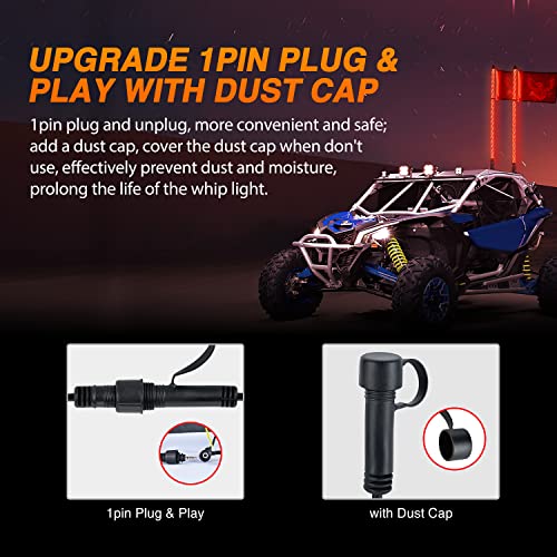 Image of Nilight 2PCS 4FT RGB LED Whip Light Remote App Control for ATV UTV Polaris