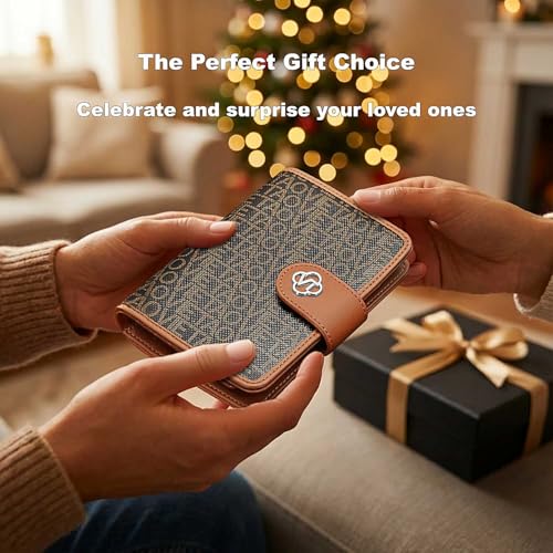 Image of Passport Holder for Travel, RFID Blocking Leather Airtag Wallet for Women Men, Large Passport Cover Essentials Gift, Tickets, Cash, Photo, Sim Card Pen Slot - Brown