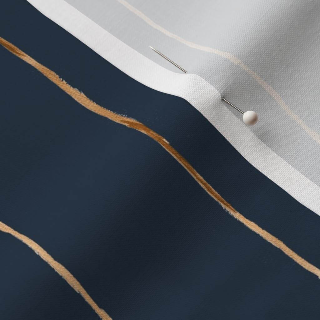 Spoonflower Fabric - Striped Minimalist Pin Stripe Thin Rose Gold Indigo Blue Navy Printed on Petal Signature Cotton Fabric by The Yard - Sewing Quilting Apparel Crafts Decor