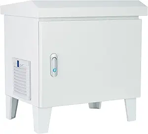HQUA ASC01 Pond, Water Garden Weatherproof Outdoor Cabinet, Housing for Pond Aerator, Air Pump 19”W×14”D×18.5”H with 110V Cooling Fan, pre-wired outlet and 10’ 3-pin plug cord included