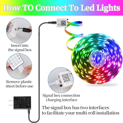 Qzyl 25FT LED STRIP LIGHTS Led Lights For Bedroom, 25Ft Rgb Led Strip Lights With 44 Keys Ir Remote, Smart Led Light Strip With Adhesive Backing Adjustable Brightness App Control For Bedroom Party Decoration thumb #6