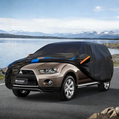 Image of Custom Fit SUV Car Cover for Mitsubishi Outlander (2005-2026), Upgraded Waterproof All Weather Outdoor Auto Cover with Driver Door Zipper & Mirror Pockets, UV /Snow /Dust Protection