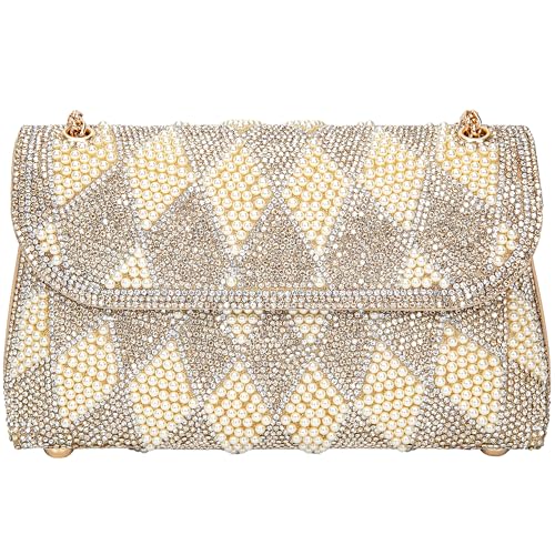 Image of BBTT.ful Pearls and Rhinestones Women's Evening Handbags Shoulder Bags Crossbody Bags for Women Clutch Purse with Chain