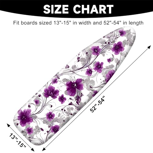 Image of Quick Install Ironing Board Cover 15 inch x 54 inch Ironing Board Cover with Nose Strap Pocket and Elastic Sides Anti-Slip and Heat-Resistant Stylish Home Ironing Board