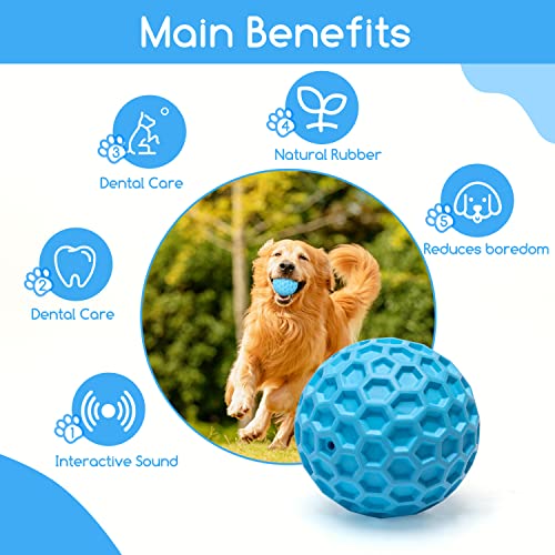 Nobleza Hundeball, Unzerstörbar Hundespielzeug Ball aus Naturkautschuk, Quietschend Interaktives Kauspielzeug, Robuster Hunde Ball, Squeaky Dog Balls, Ø 5.5cm