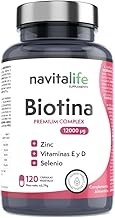 Biotin for hair 12,000 mcg. With Selenium + Zinc + Vitamins E and D. Repairs and increases the growth of your hair, improves the quality of your nails and skin. 4 months of treatment. 120 capsules.