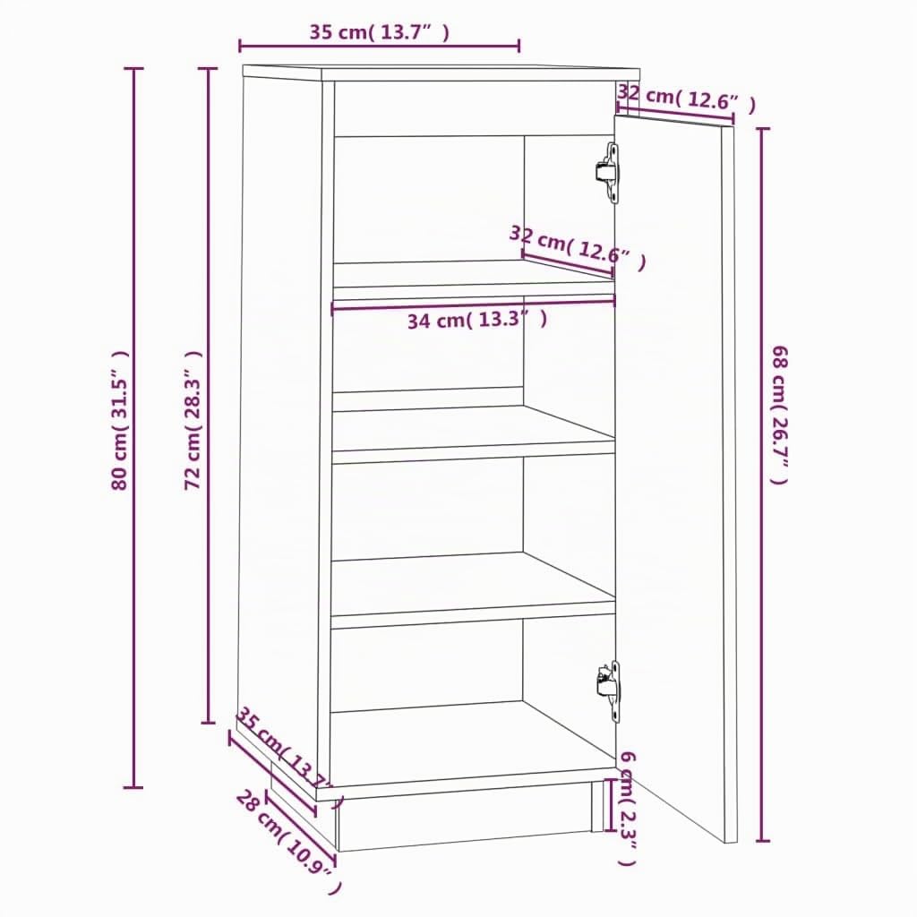 vidaXL Armario Zapatero Organizador Pasillo Sala Zapatos Almacenamiento Estante Recibidor Entrada de Madera Maciza de Pino 35x35x80 cm