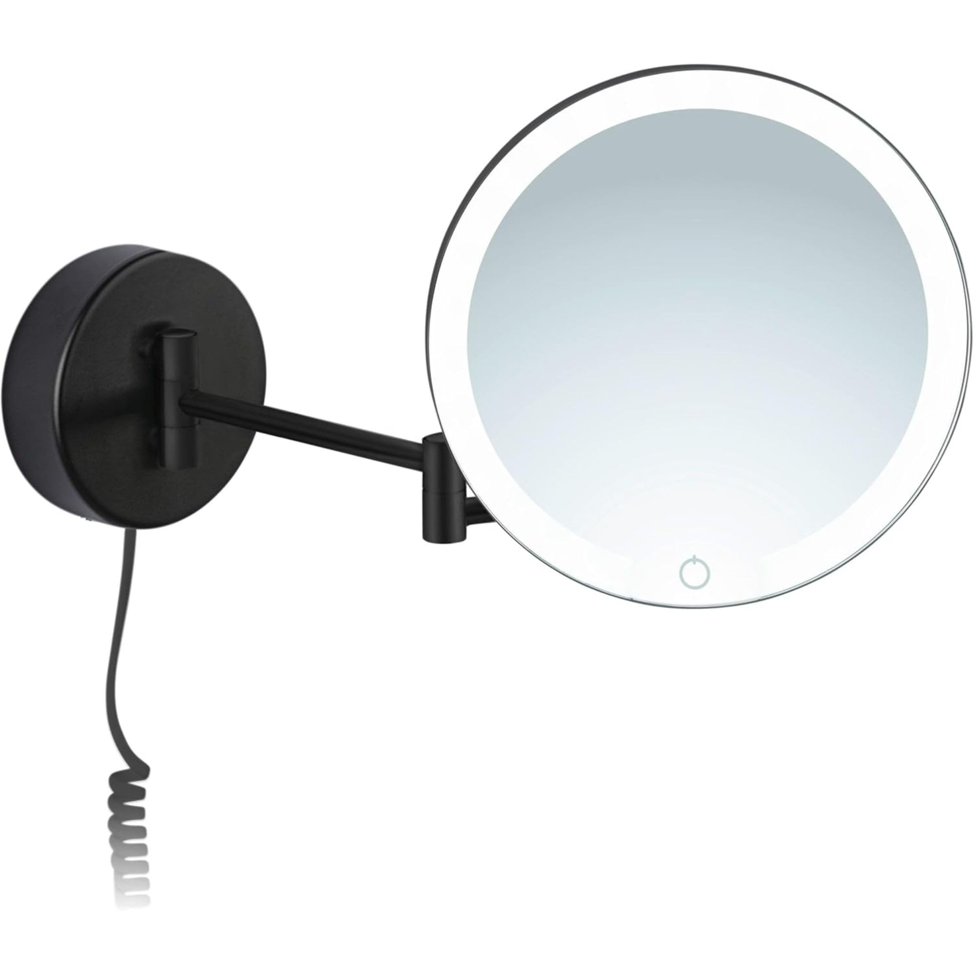 Ravenna - Espejo de Aumento 7X LED, Montaje en Pared, función de atenuación, Apagado automático, Cable Negro