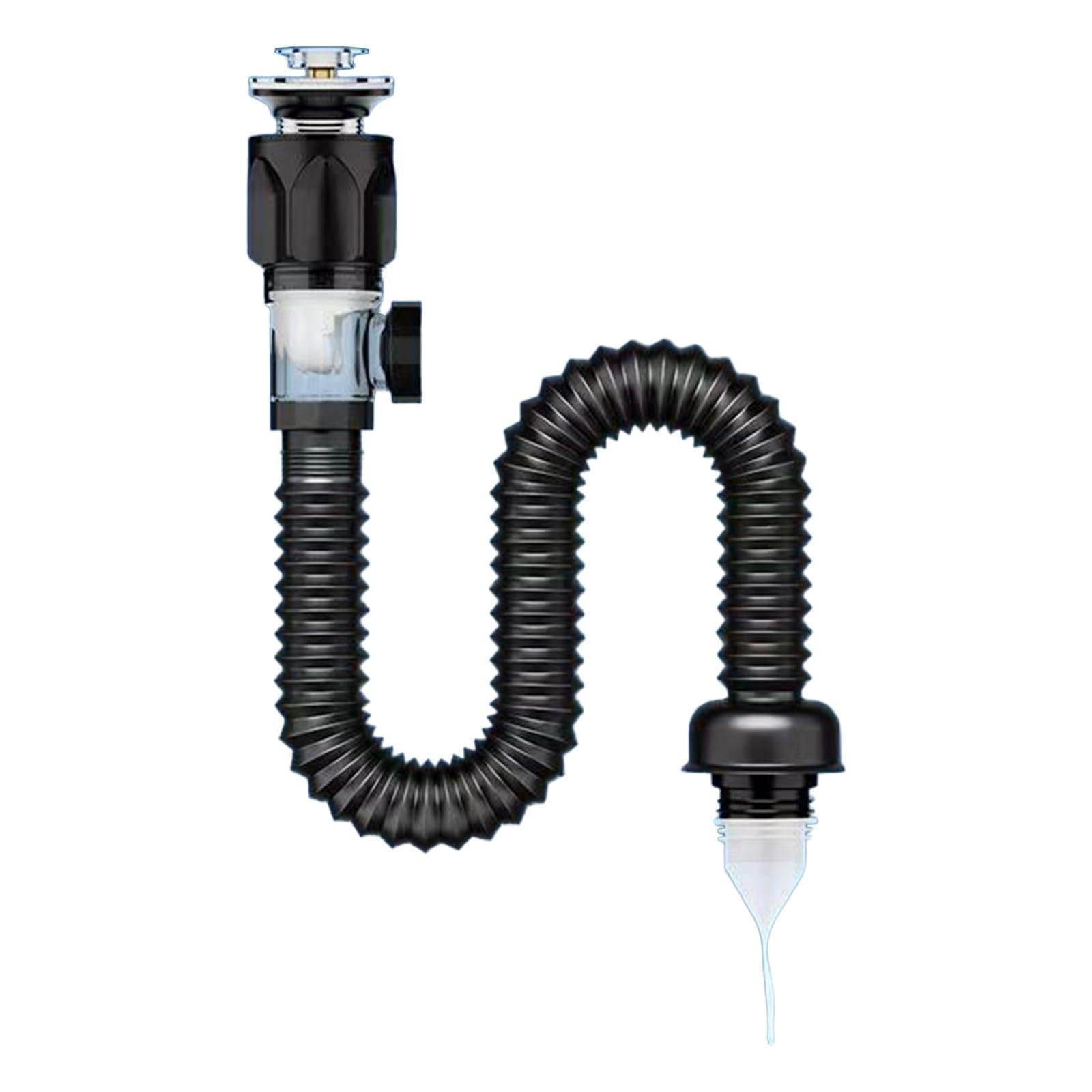 Efficient Sink Drain Set Flexible Pipe Set Solution ABS Steel Prevents Blockage & Odors Plumbing for