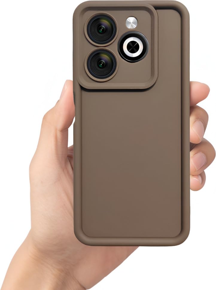 Image of Scalebee Soft Flexible Matt Finish Anti Slip Scratch Proof Camera Protection Silicon Case Back Cover for Techno POP 8 / Spark 20 / Spark 20C / Infinix Smart 8 Brown