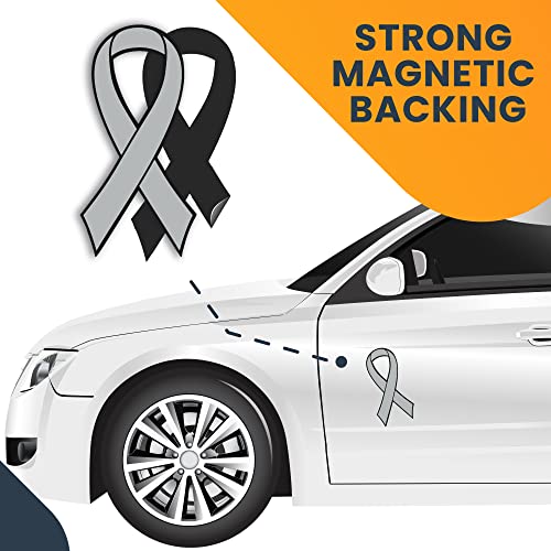Image of Magnet Me Up Support Brain Cancer Awareness Grey Ribbon Magnet Decal, 3.5x7 Inches Heavy Duty Automotive Magnet for Car Truck SUV, Any Magnetic Surface, Showing Support or Fundraising, Crafted in USA