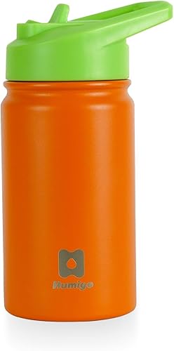 Botella de agua con pajilla, botella de agua aislada de 12 onzas, botella de agua para niños con doble pared aislada al vacío, botellas de agua de