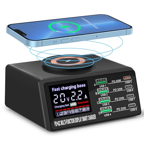 110W USB Charging Station, 8-Port Multi USB Charging Station, Fast Charger Compatible with iPhone, Samsung, Galaxy, ipad, Drone, Android, Speakers, Suitable for Home,Office,Travel Etc