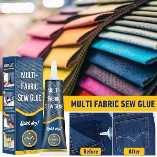 Image of Quick Dry Fabric Glue - Ultra-Stick No-Sew Liquid Adhesive for Clothes | Waterproof & Permanent Bond | Fast-Tack Repair for Denim, Cotton, Leather & More