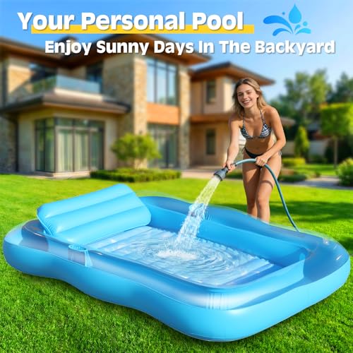 Shinepool Inflatable Tanning Pool Lounger, 71"x48" Tanning Bed Pool Floats w/Pillow & Cup Holders, Thicken Sutan Lounge Float for Adults, Blow Up Sunbathing Floatie Raft for Backyard Lake Water Party - image 3