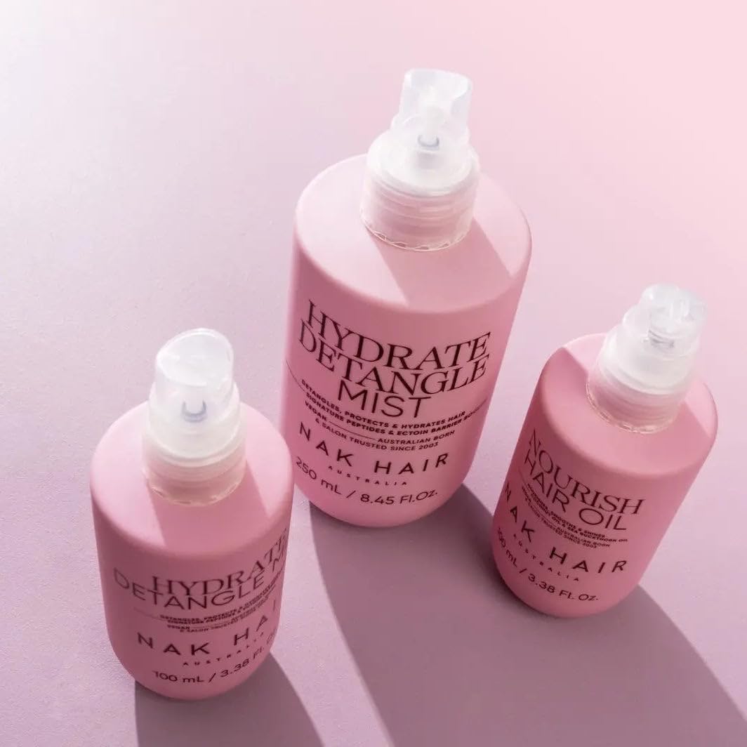 NAK Signature Hydrate Detangle Mist 250ml - Moisturizing Leave-In Hair Protection Spray for All Hair Types with Peptides & Natural Vegan Complex