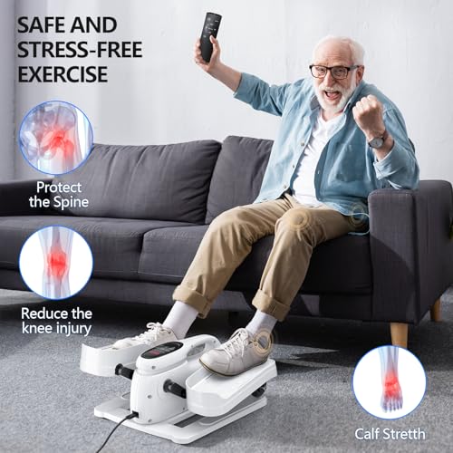 Image of Under Desk Elliptical Machine for Senior Mini Elliptical Leg Exerciser with Remote Quiet Portable Electric Seated Foot Pedal Exerciser for Home Office