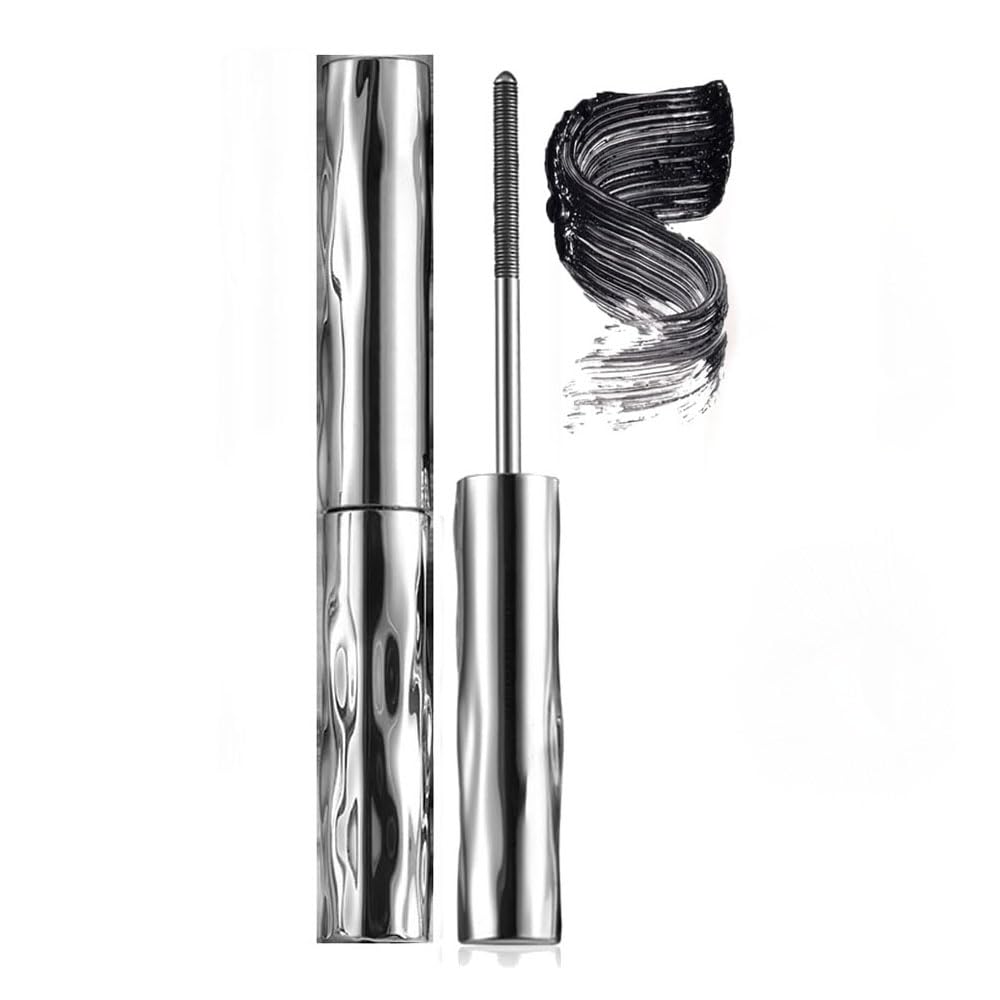 Wimperngrundierung mit Stahlrohr, natürliche, wischfeste, lang anhaltende Wimperntusche mit Gewinde für einen verdichtenden Effekt, wasserfeste 3D-Wimperntusche mit Curling-Eisen (1PC,Black)