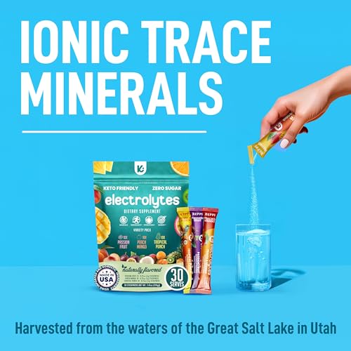 Image of Keppi Electrolytes Powder Packets Tropical Variety 30 Servings - Zero Sugar Hydration Supplement with Potassium, Magnesium, Sodium - Keto, Vegan, Fasting-Friendly, Zero Calorie, Sugar Free