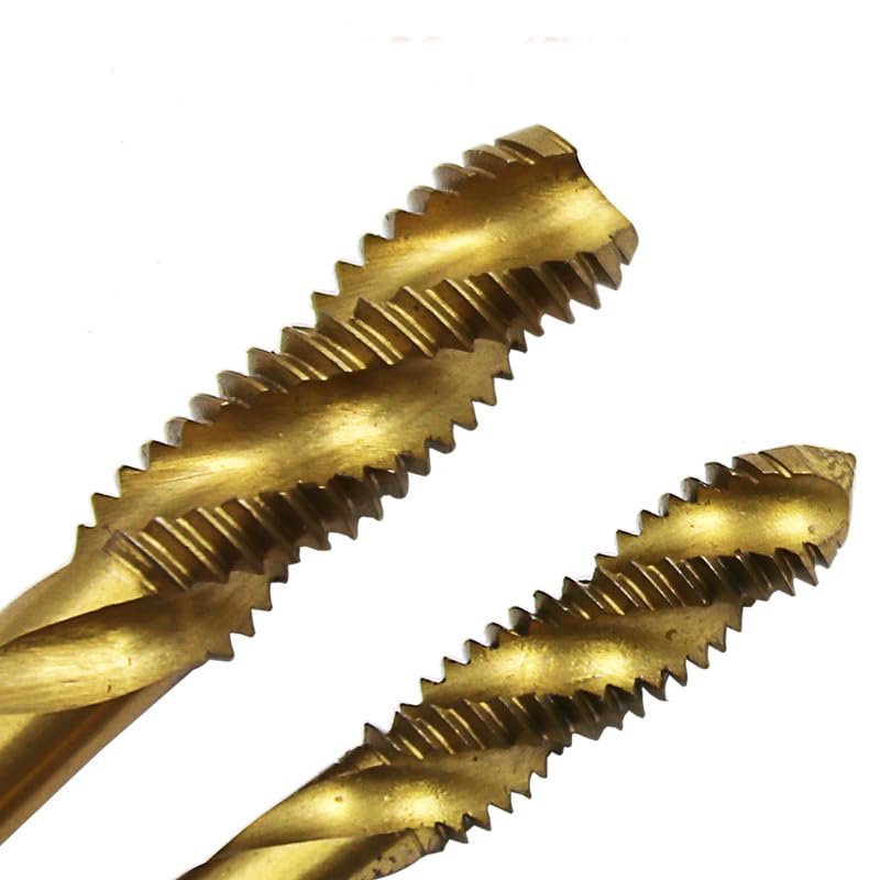 5 pcs Spiral Flute Tap Set, Machine Screw Tap Set M3 M4 M5 M6 M8 High Speed Steel H2 Tolerance Coated with Titanium