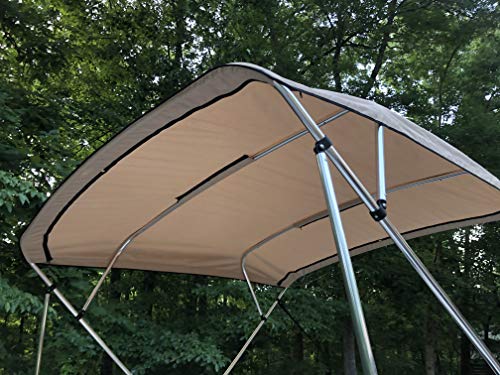 Cypress Rowe Outfitters Complete Bimini Top Kit, Frame, Canvas, Hardware, 10'L x 8'W Beige, 4 Bow, fits 91-96