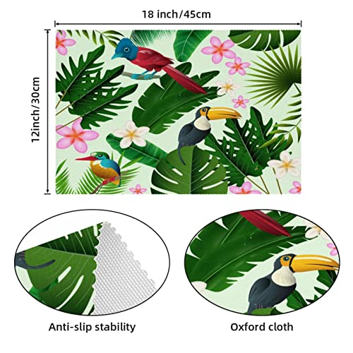 Set de table vert toucan tropical antidérapant grand format rectangulaire x6 - 5