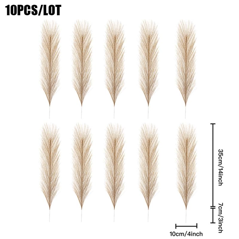 Pampas Grass Large 10pc 14in Flores Artificiales Decoración miniatura 4