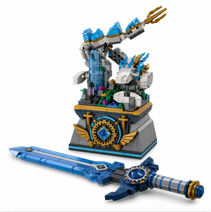 Sillbird BOTW Glowing Master Sword Building Blocks Set, TOTK Decorations with Dragon for Link Fans, Birthday Toys Gifts for Kids Boys Girls Ages 8-12 Year Old (677pcs)