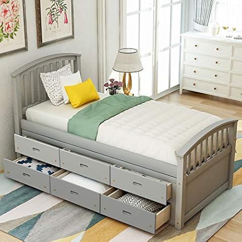 SOFTSEA Twin Captain's Bed with Storage Drawers Cover