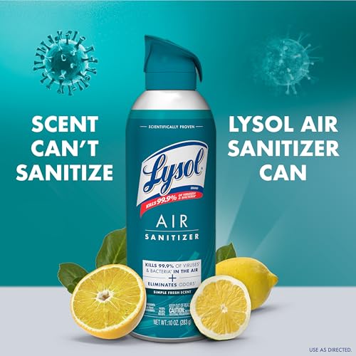 lysol air sanitizer spray with odor eliminator for home amp office sanitizing spray air freshener alternative simple fresh scent 10 oz pack of 3