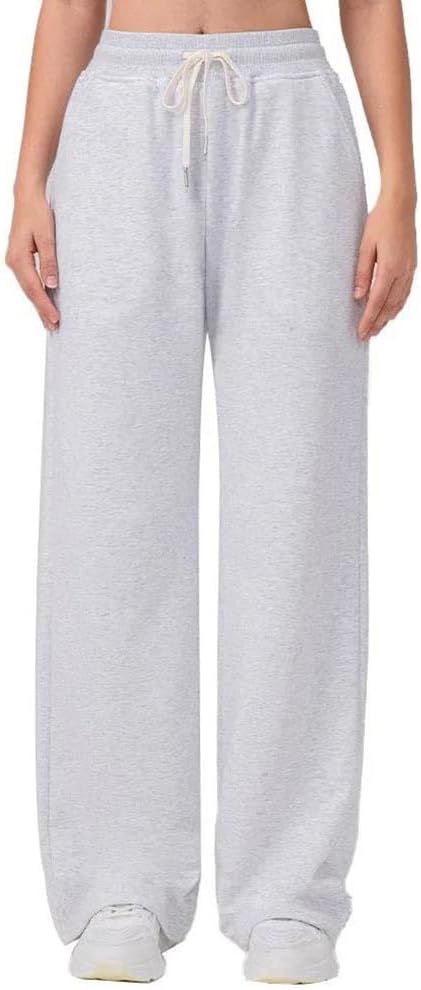 Women's High Waist Drawstring Wide Leg Pants Loose Casual Trousers