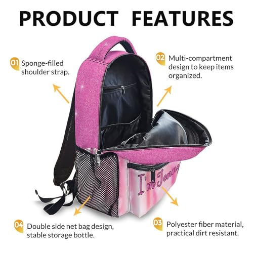 Backpack for Girls, Personalized Pink Backpacks for School Elementary Primary 1st Grade, Custom Lightweight Bookbag for Children Kids Girls 6-8, Gift Idea for Students 2nd 3rd Grade4