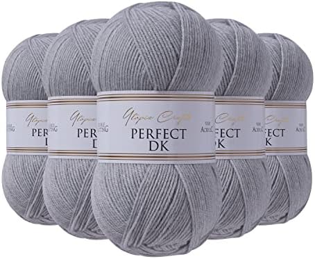 Utopia Crafts DK Double Knitting Yarn, 5X 100g (White)