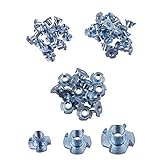 Eowpower 60Pcs 4 Pronged Zinc Plated Tee T-Nut 1/4