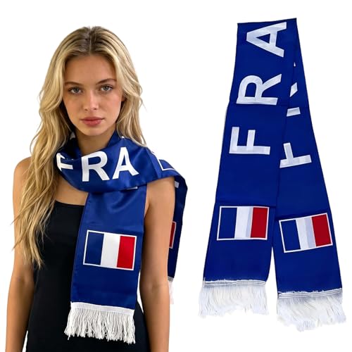 Écharpe Supporter France Tricolore - Accessoire Foot Bleu Blanc Rouge pour Coupe du Monde et Rugby - Écharpe de Supporter de Football Idéale pour Stade,...