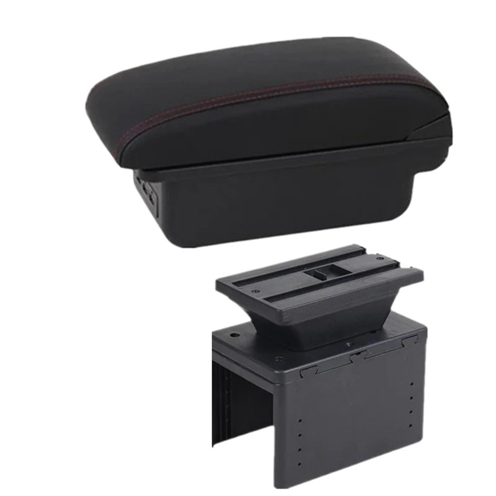 NOKRGQW Car Armrest Box For Nissan Micra K14 2020 2021 2022 2023 2024 Car Armrest Box Center Storage Interior Retrofit Parts Accessories(B1 red line 3USB)