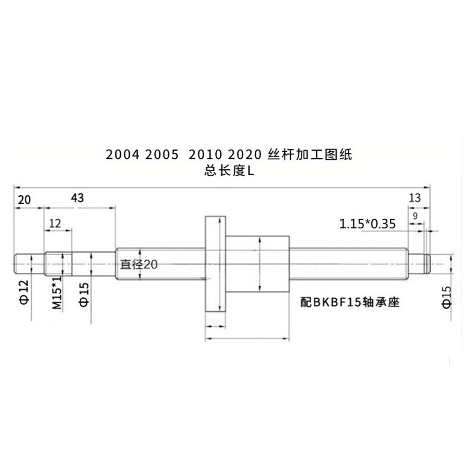 Metal Ball Screw nut end Processing High Lead Ball Screw 300-1000mm SFE2020 Ball Nut Housing BK15 BF15 Support Coupler(400mm)