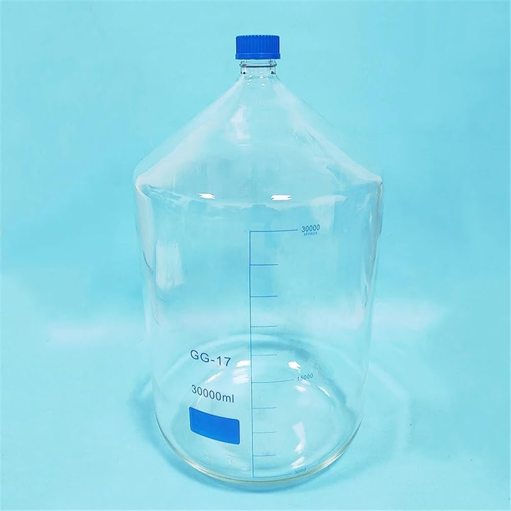 Cristalería de Laboratorio Botella de reactivo con tapa de rosca azul GL45 mm, vidrio de borosilicato, 2000 ml, 3000 ml, 5000 ml, pared gruesa, graduación, muestra, tapa de plástico(1000ml)
