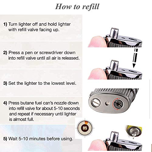 Cigar Cutter and Lighter Set, Cigar Punch Lighter Triple Jet Flame Butane Cigarette Torch Lighter (Silver) - Thumbnail 5